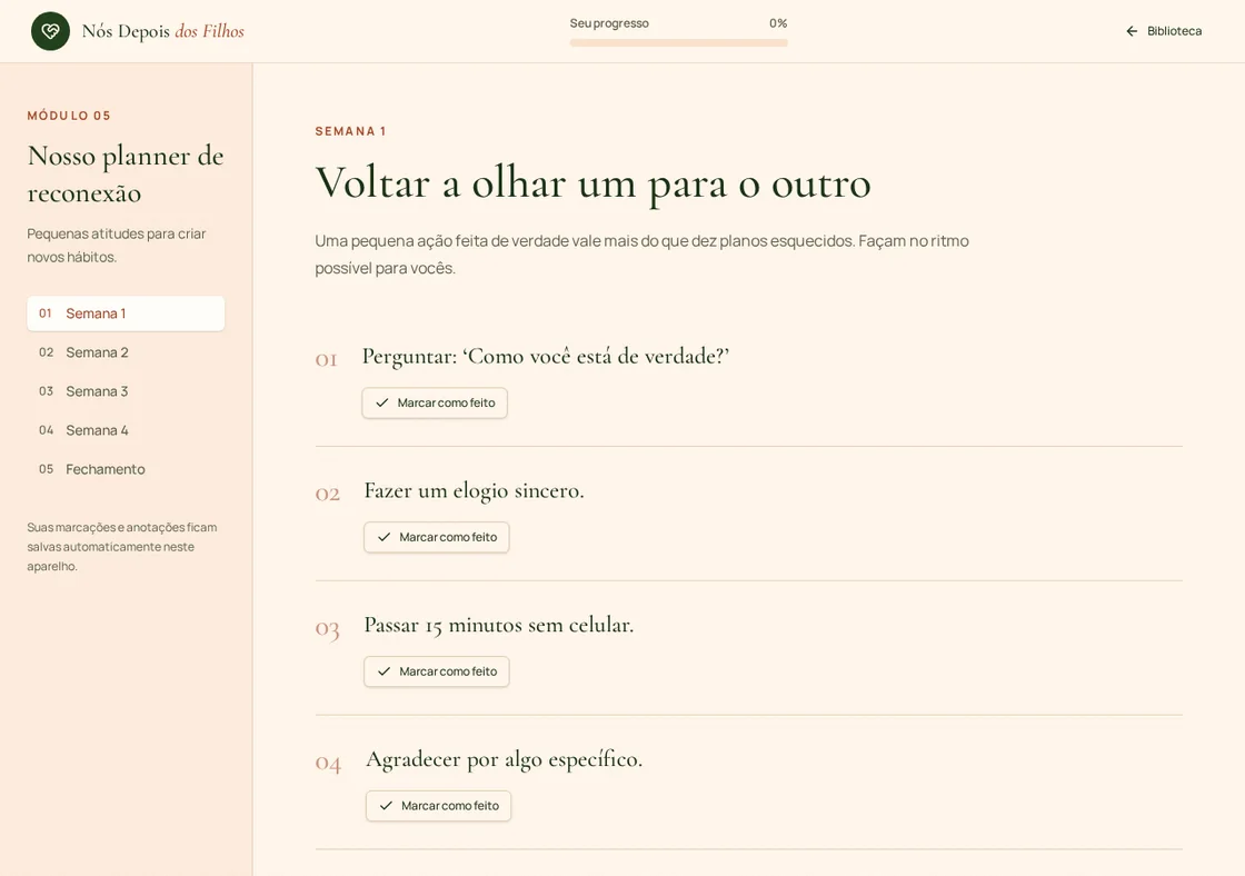 Tela da versão digital: Pequenos hábitos, dia após dia
