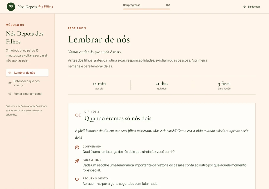 Tela da versão digital: 21 dias, um passo de cada vez