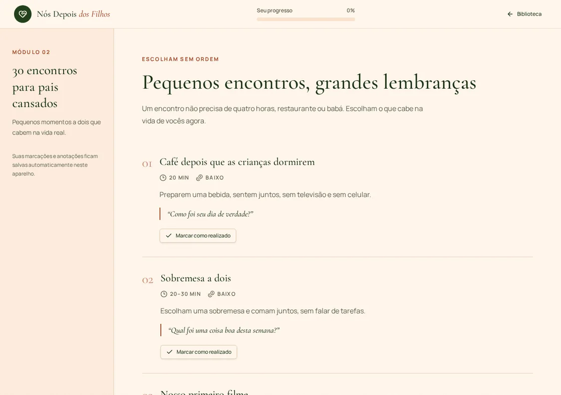 Tela da versão digital: 30 encontros possíveis