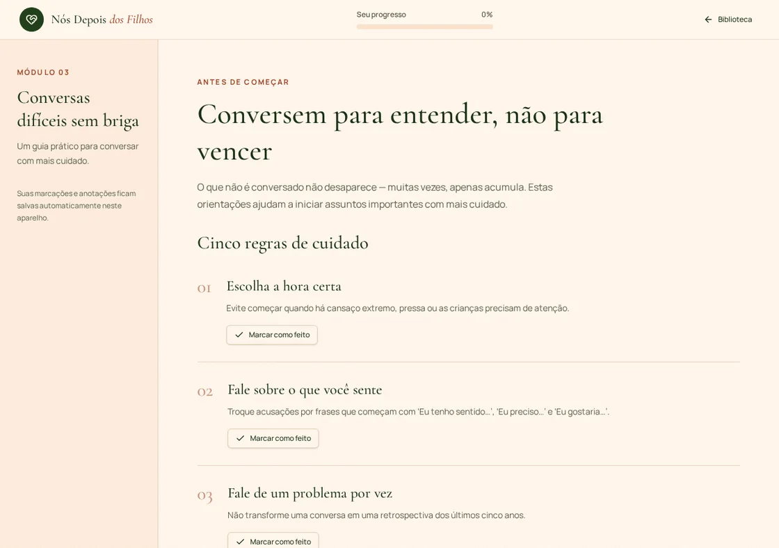 Tela da versão digital: Conversas difíceis sem briga